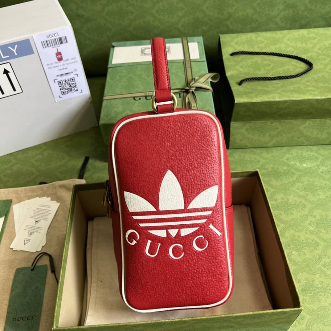 Best Replica Gucci Adidas x Gucci Mini Top Handle Red 702387 Replica Clutch - Colareps