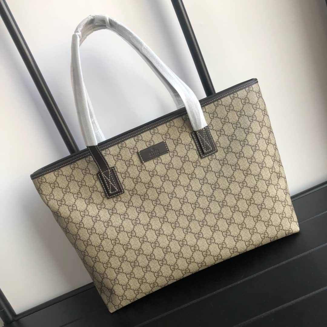 Best Replica Gucci GG Plus Large Zip Top PVC Replica Tote Gray Black  211137 - Colareps