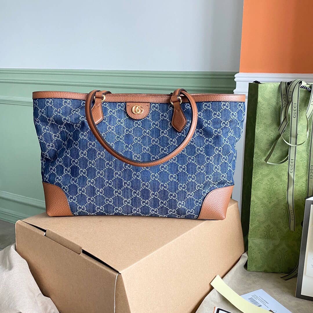 Best Replica Gucci Ophidia Leather Tote Replica Blue 631685 - Colareps