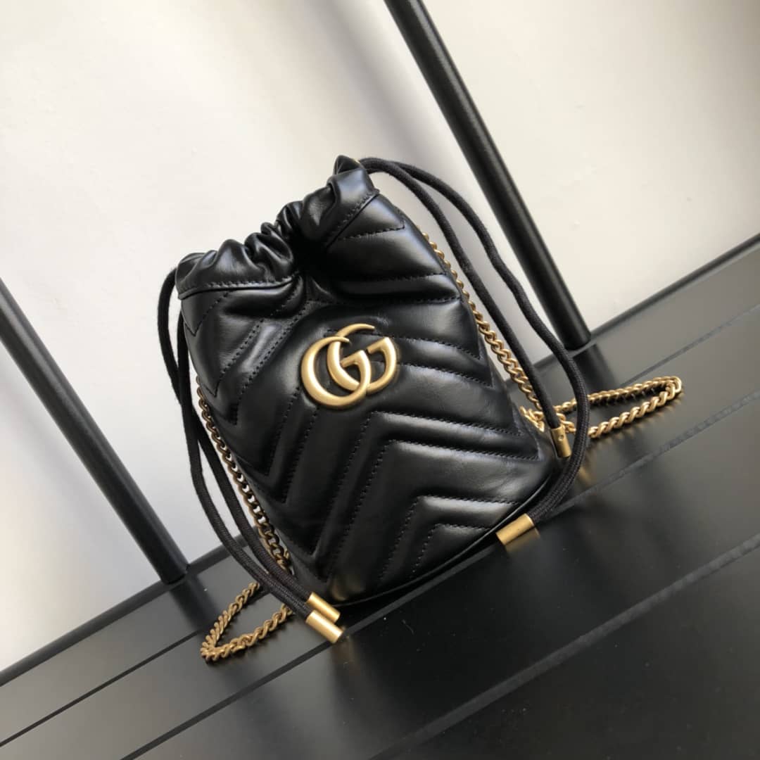 Best Replica Gucci GG Marmont Mini Bucket Crossbody Bag Replica Black 575163 - Colareps