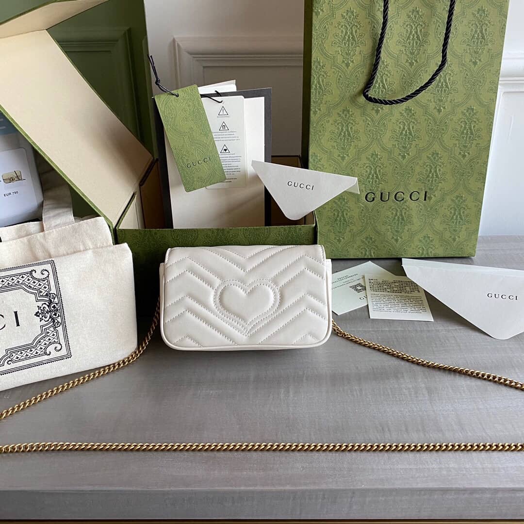 Best Replica Gucci GG Marmont Matelasse Leather Mini Shoulder Bag Replica White 476433 - Colareps