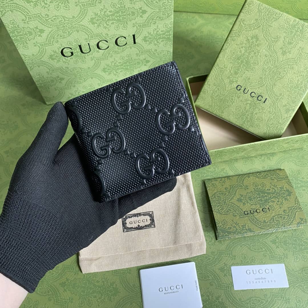 Best Replica Gucci GG Monogram Leather Folding Wallet Replica 625562 - Colareps