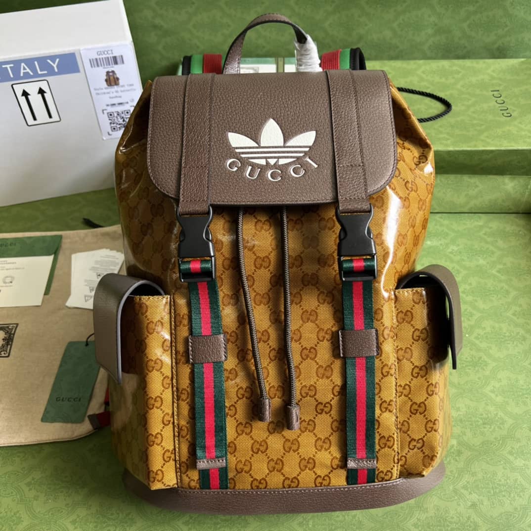 Best Replica Adidas x Gucci Beige Brown Replica Backpack 495563 - Colareps