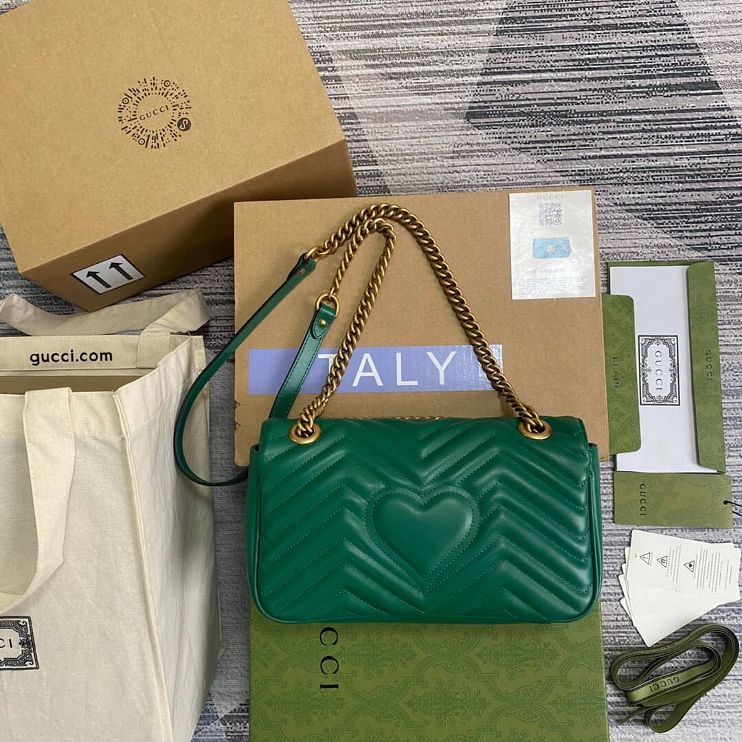 Best Replica Gucci GG Marmont Matelasse Shoulder Bag Replica Green 443497 - Colareps