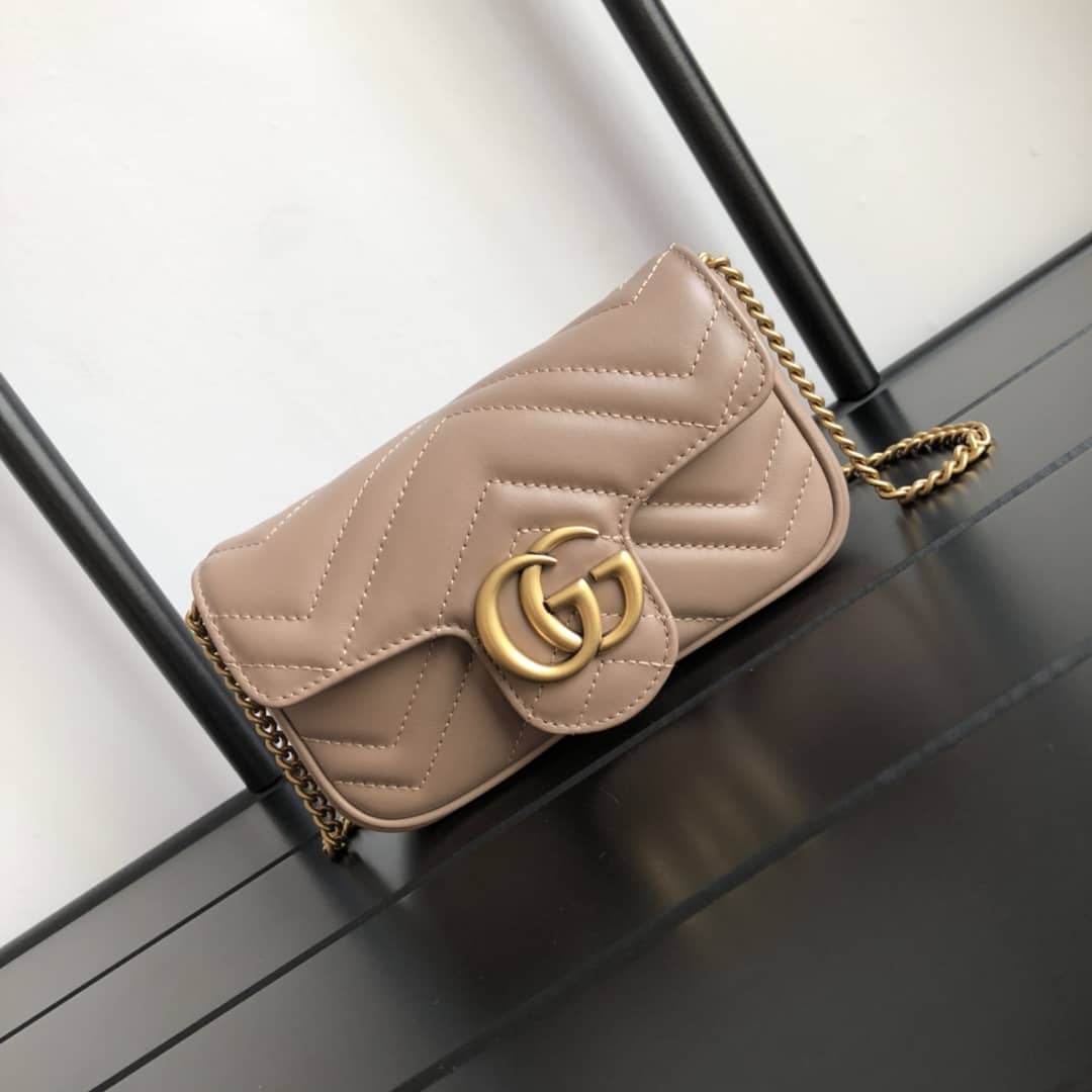 Best Replica Gucci GG Marmont Matelasse Leather Mini Shoulder Bag Replica Apricot 476433 - Colareps