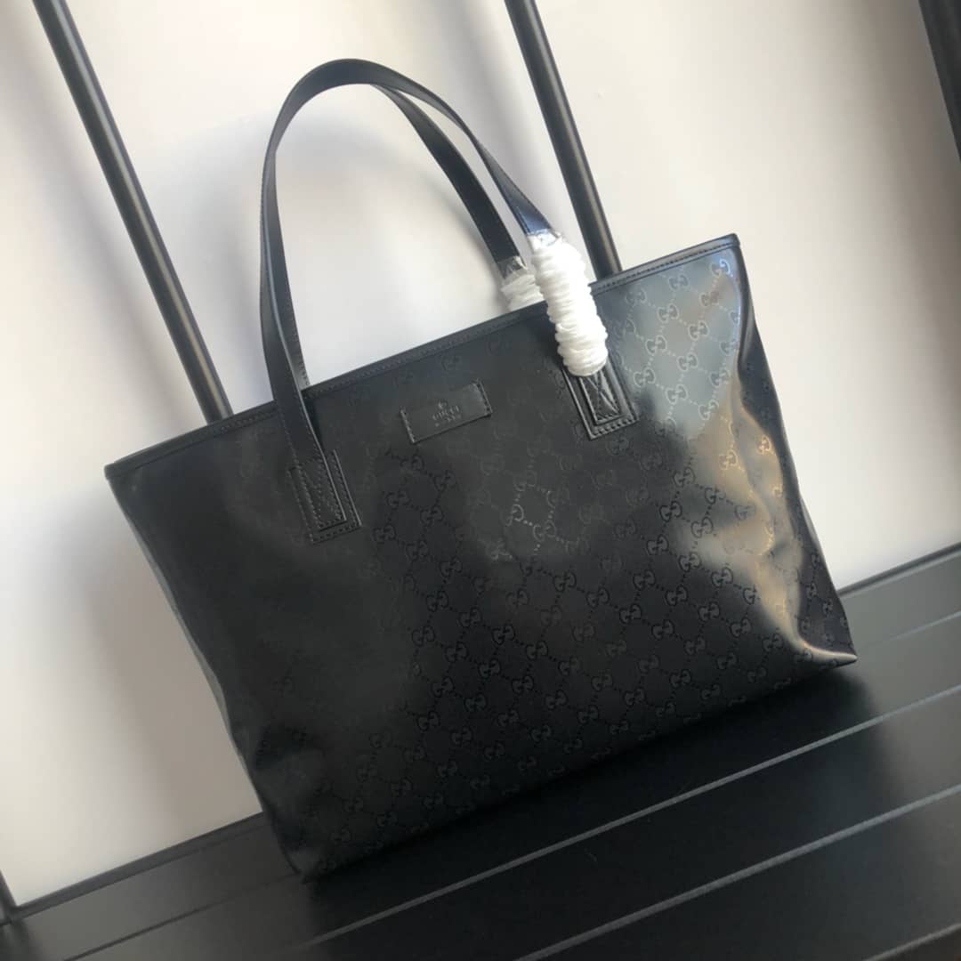 Best Replica Gucci GG Plus Large Zip Top PVC Replica Tote Black 211137 - Colareps
