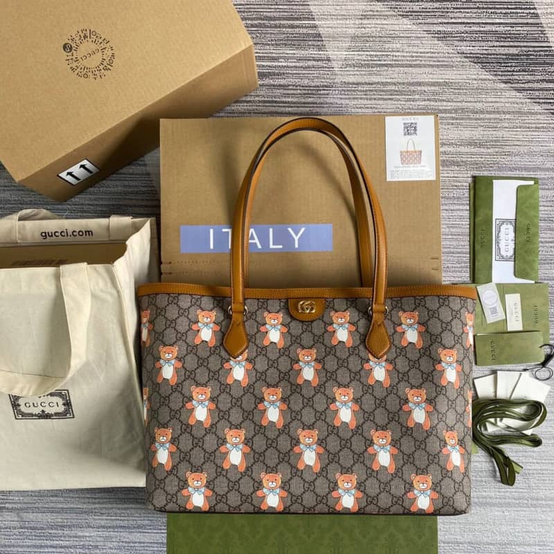 Best Replica Gucci Ophidia Leather Tote Replica Brown 631685 - Colareps