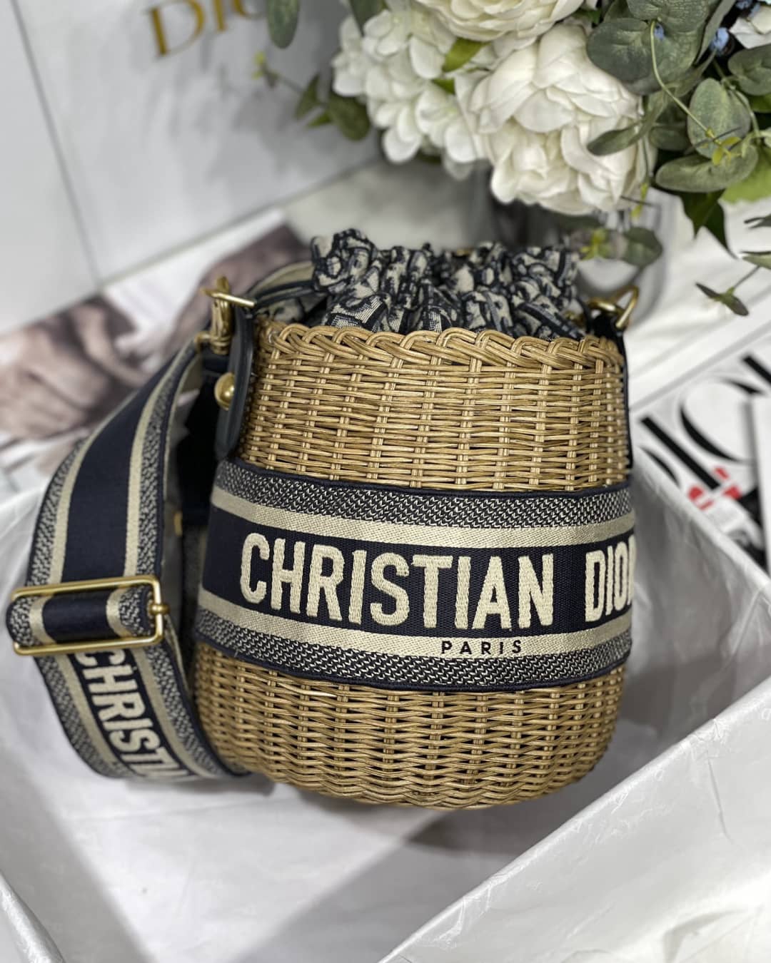 Best Replica Christian Dior Oblique Dior Wicker Bucket Bag - Colareps