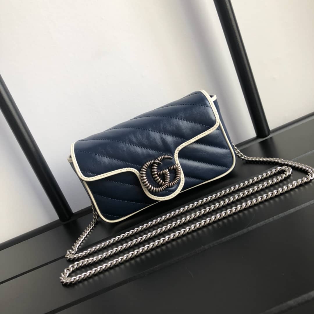 Best Replica Gucci GG Marmont Mini Matelasse Leather Shoulder Bag Replica Blue 574969 - Colareps