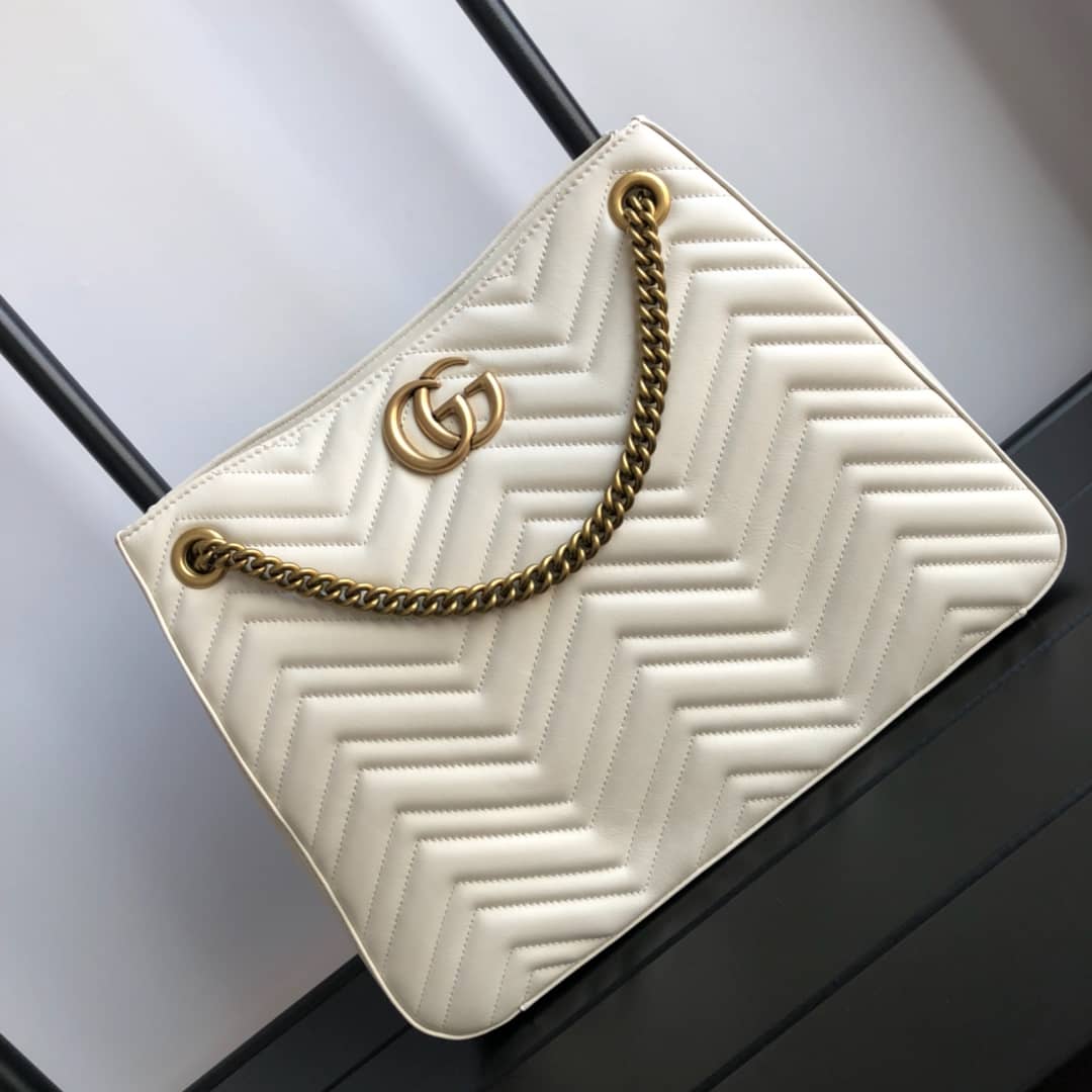 Best Replica Gucci GG Marmont Chain Shoulder Bag Replica White 453569 - Colareps