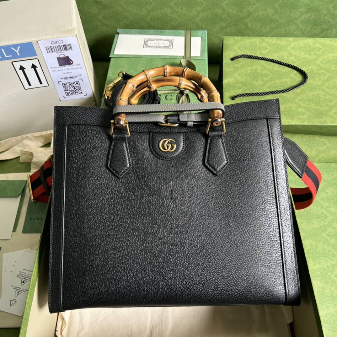 Best Replica Gucci Diana Medium Black 678842 Replica Tote Bag - Colareps