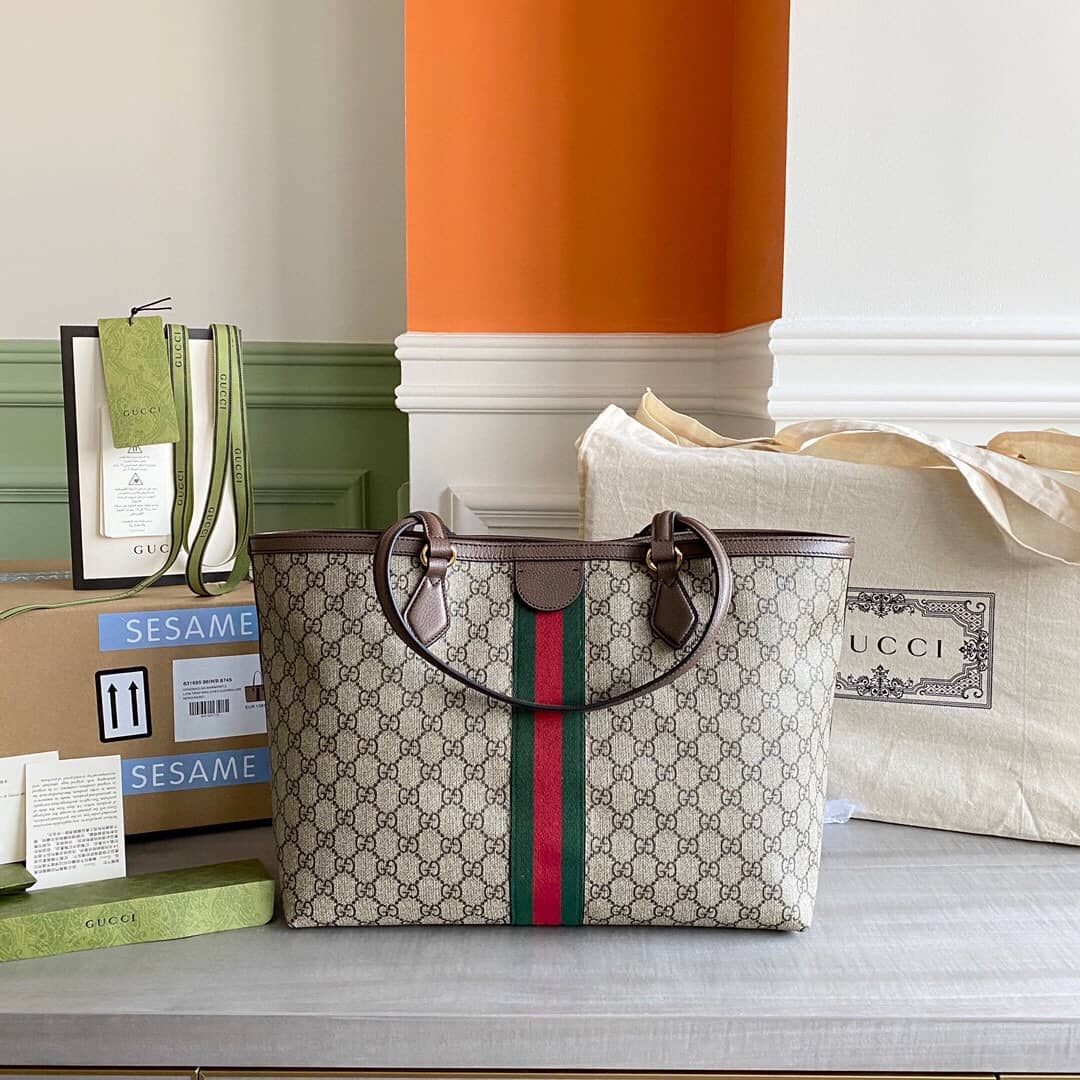 Best Replica Gucci Ophidia Leather Tote Replica Gray 631685 - Colareps