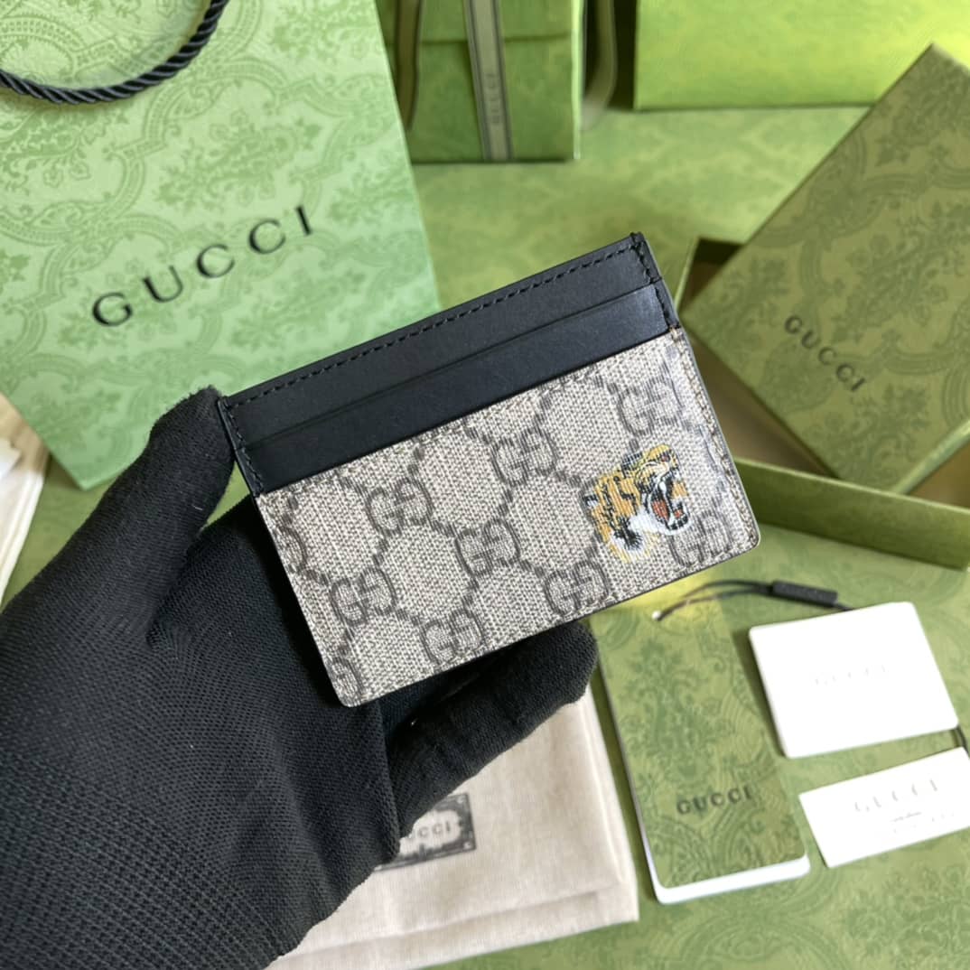 Best Replica Gucci GG Supreme Kingsnake Print Card Case Replica 451277 - Colareps