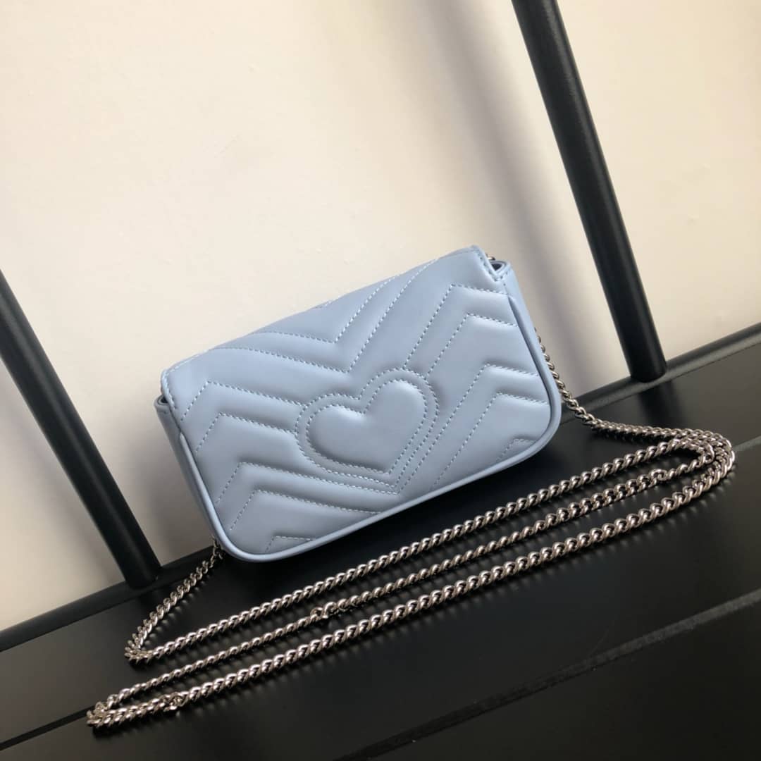 Best Replica Gucci GG Marmont Matelasse Leather Mini Shoulder Bag Replica Blue 476433 - Colareps