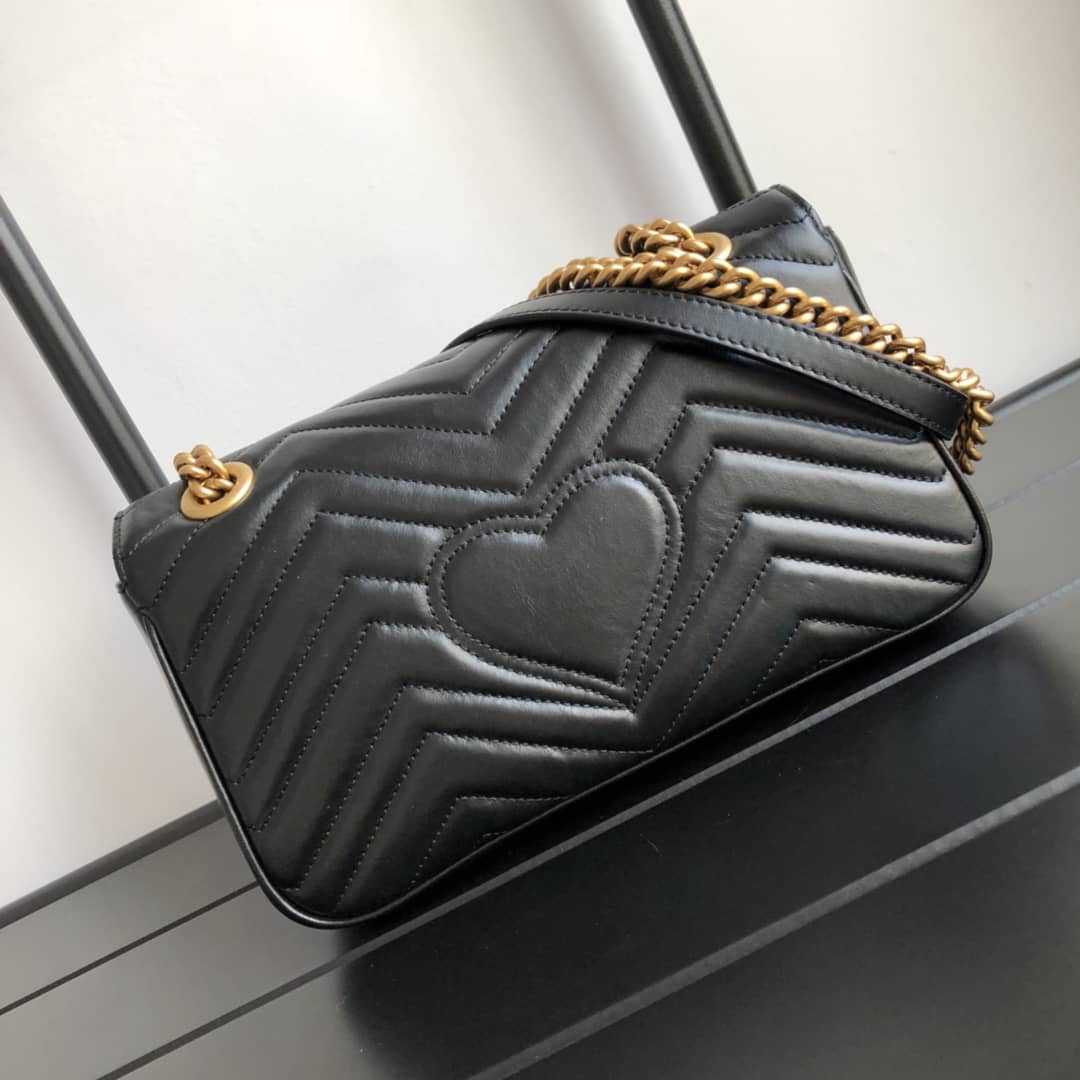 Best Replica Gucci GG Marmont Matelasse Shoulder Bag Replica Black 443497 - Colareps