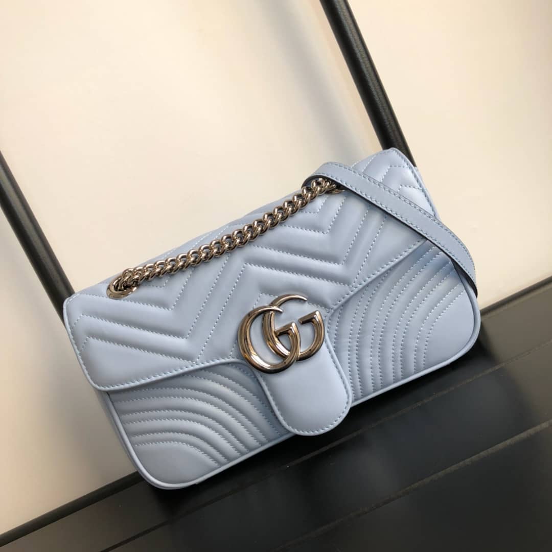 Best Replica Gucci GG Marmont Matelasse Shoulder Bag Replica Blue 443497 - Colareps