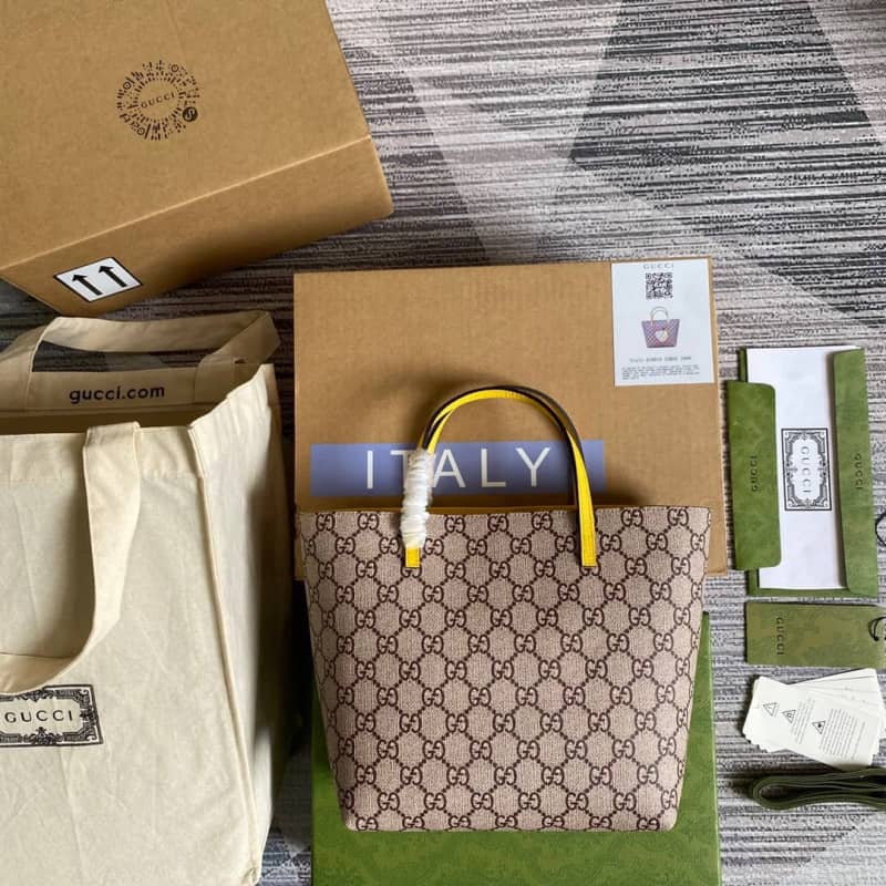 Best Replica Gucci Children GG Supreme Canvas Replica Tote Brown 410812 - Colareps