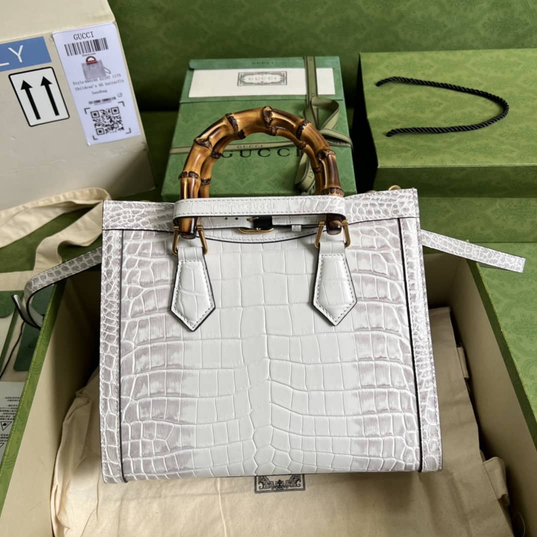 Best Replica Gucci Diana GG Leather Small White 660195 Replica Tote Bag - Colareps