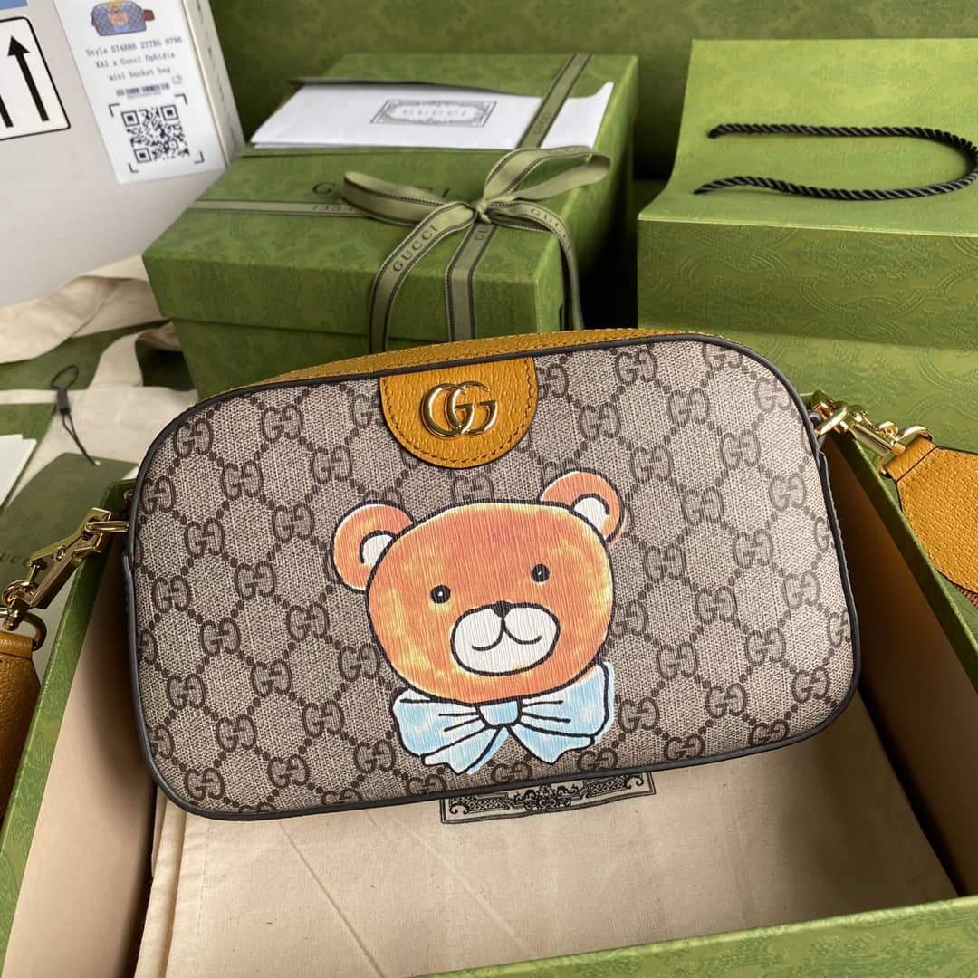 Best Replica Gucci Exo-Kai Teddy Bear Supreme GG Canvas Shoulder Bag Replica 574886 - Colareps