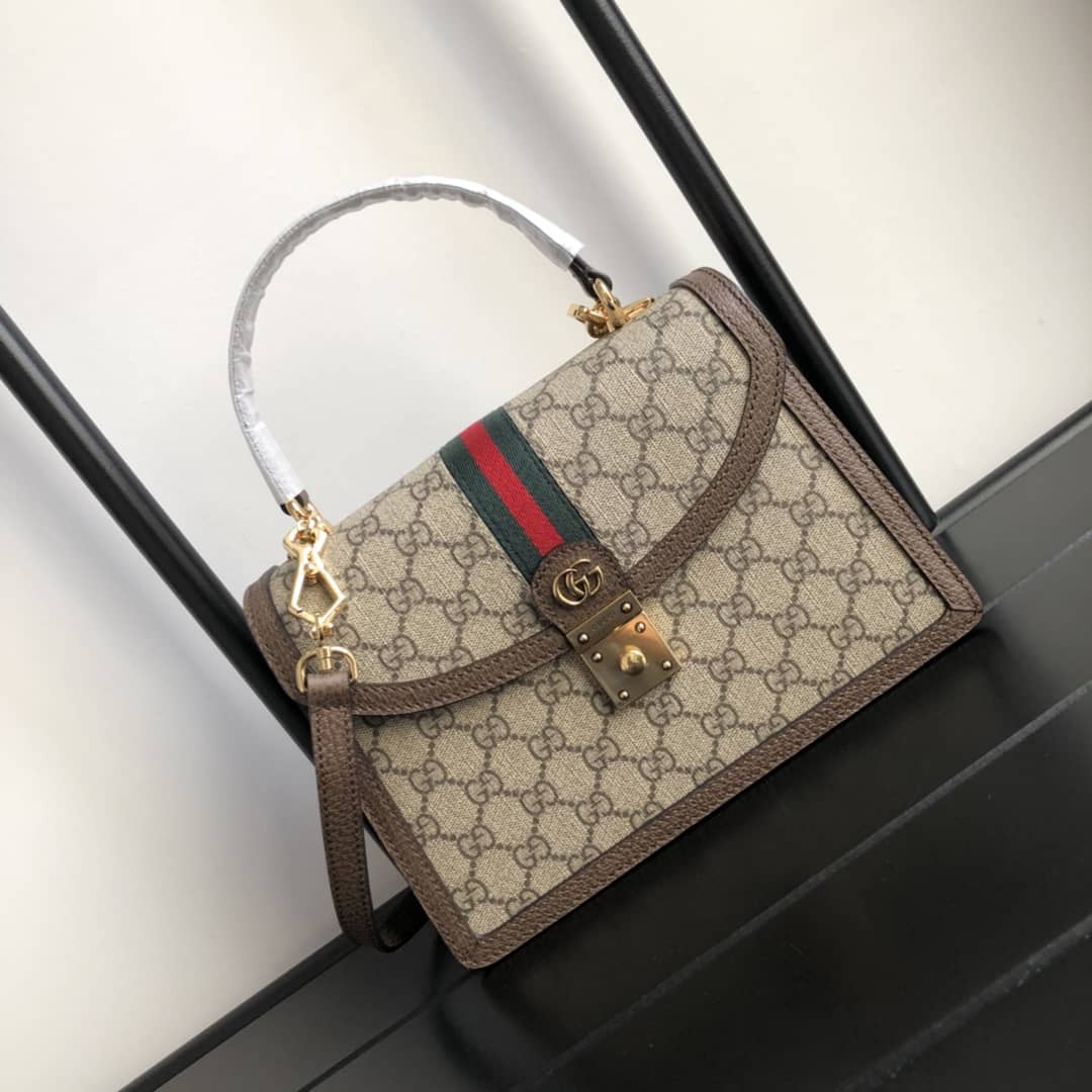 Best Replica Gucci Ophidia Small Top Handle Bag Replica Brown 651055 - Colareps