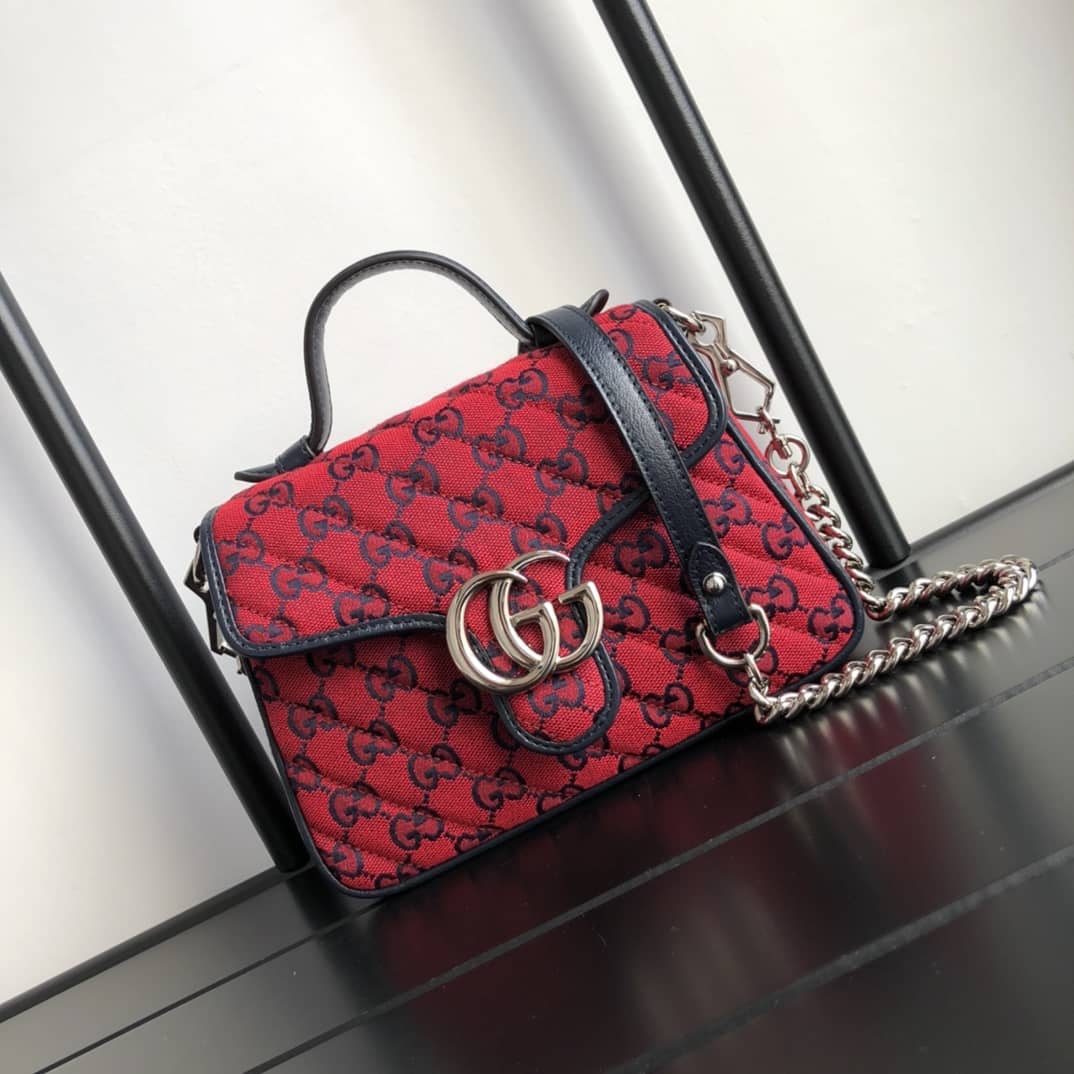 Best Replica Gucci GG Marmont Mini Top Handle Bag Replica Red 583571 - Colareps