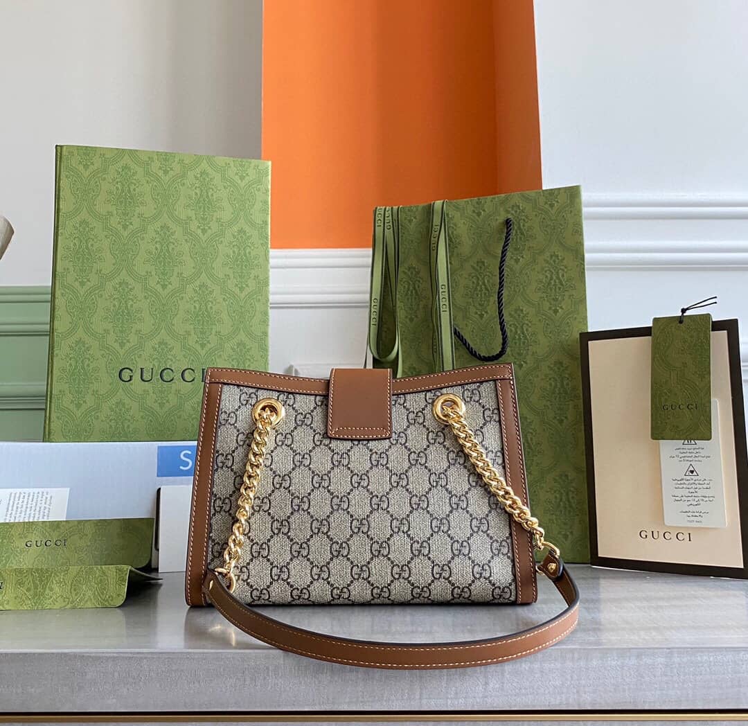 Best Replica Gucci Padlock Small GG Supreme Canvas Shoulder Bag Replica Brown 498156 - Colareps