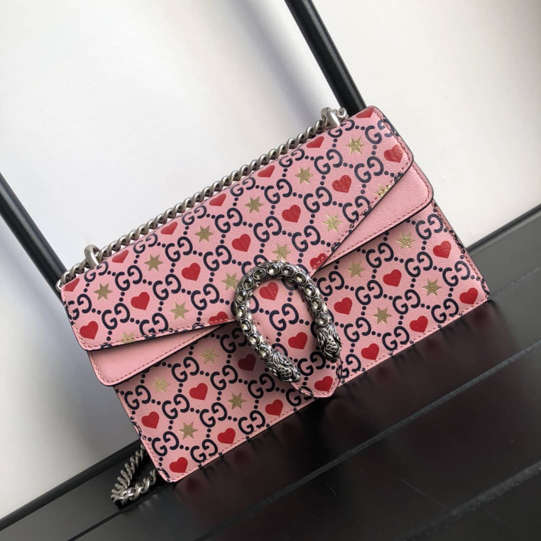 Best Replica Gucci GG Supreme Dionysus Chain Shoulder Bag Replica Pink 400249 - Colareps