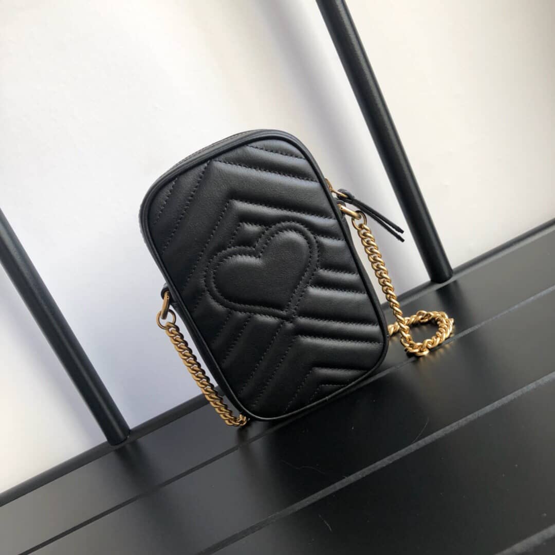 Best Replica Gucci GG Marmont Mini Matelasse Leather Corssbody Bag Replica Black 598599 - Colareps