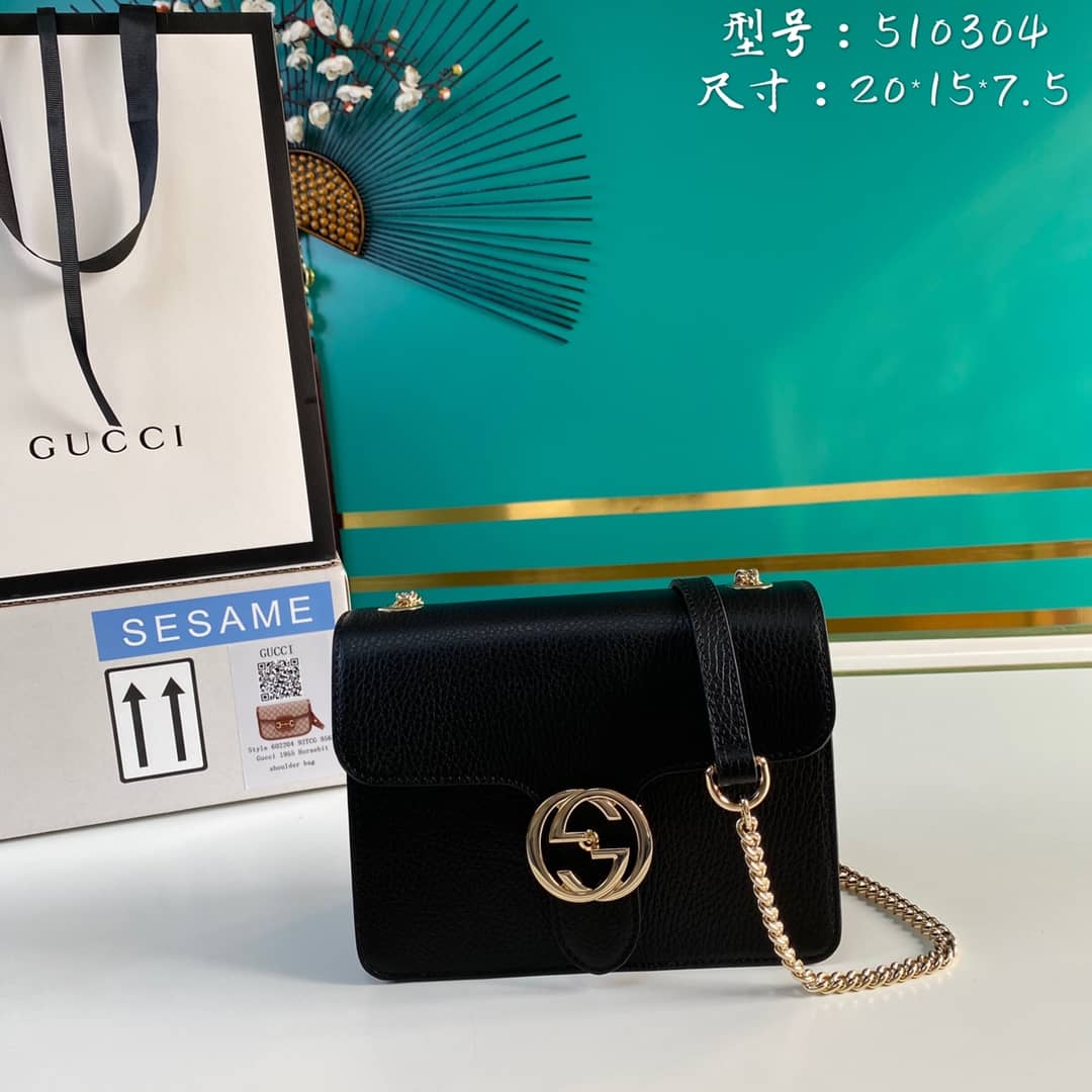 Best Replica Gucci Interlocking Leather Chain Crossbody Bag Replica 510304 - Colareps