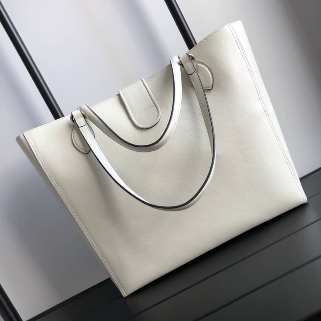Best Replica Gucci Medium With Double G Tote Replica White 649577 - Colareps