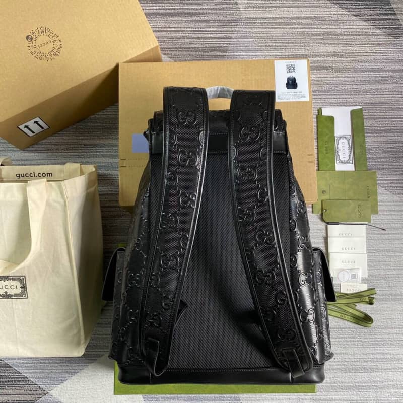 Best Replica Gucci GG Embossed Leather Replica Backpack Black 625770 - Colareps
