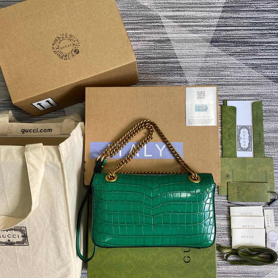 Best Replica Gucci GG Marmont Matelasse Shoulder Bag Replica Green 443497 - Colareps