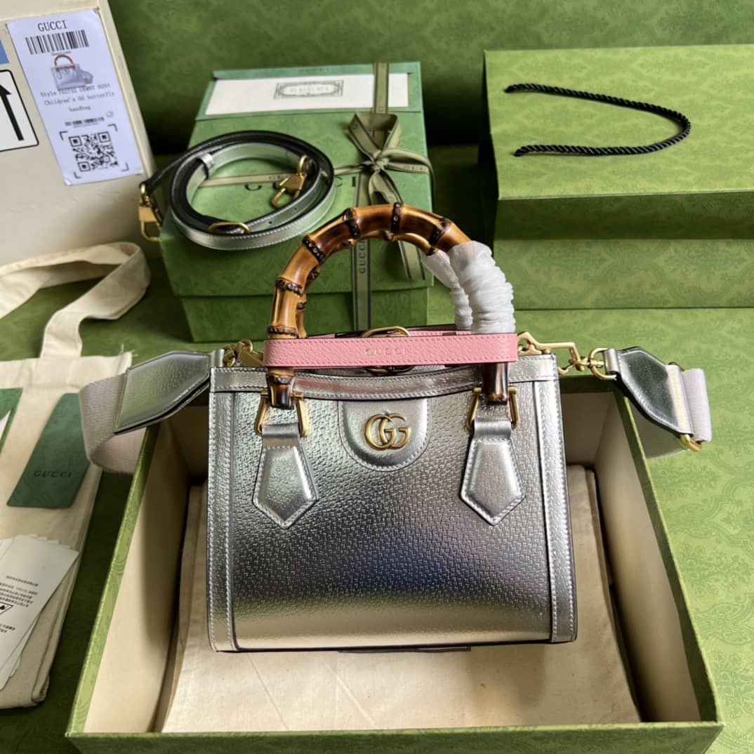 Best Replica Gucci Diana Mini Tote Silver 702732 Replica Bag - Colareps