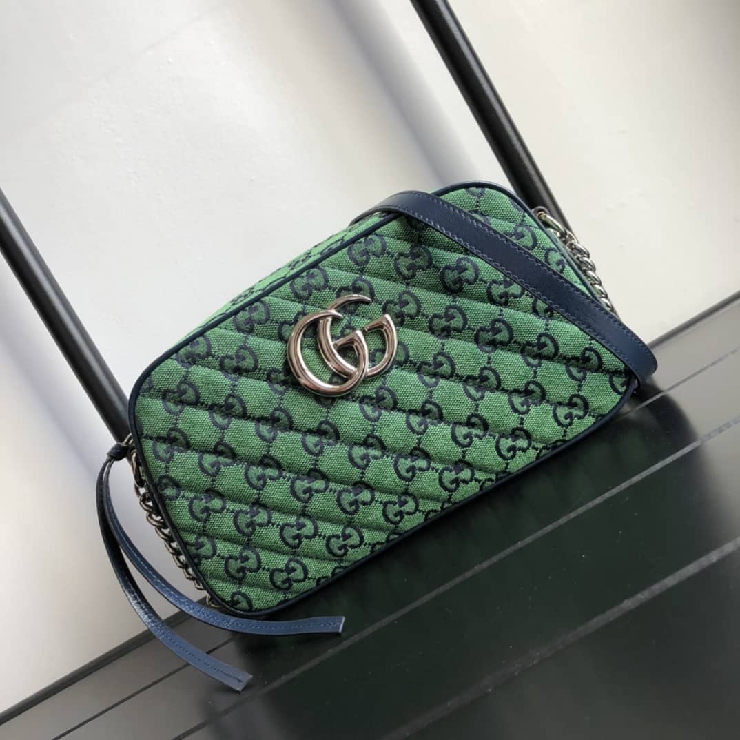 Best Replica Gucci GG Marmont Small Shoulder Handbag Camera Bag Replica Green 447632 - Colareps
