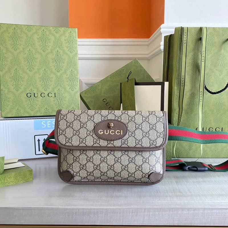 Best Replica Gucci Neo Vintage GG Supreme Belt Bag Replica Brown 493930 - Colareps