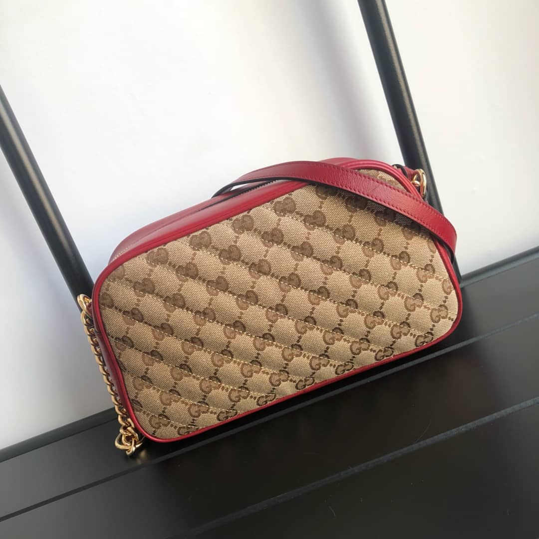 Best Replica Gucci GG Marmont Small Shoulder Handbag Camera Bag Replica Brown 447632 - Colareps