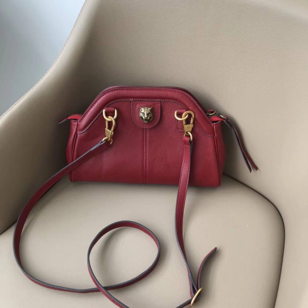Best Replica Gucci Belle Marmont Feline Small Crossbody Bag Replica Red 524620 - Colareps