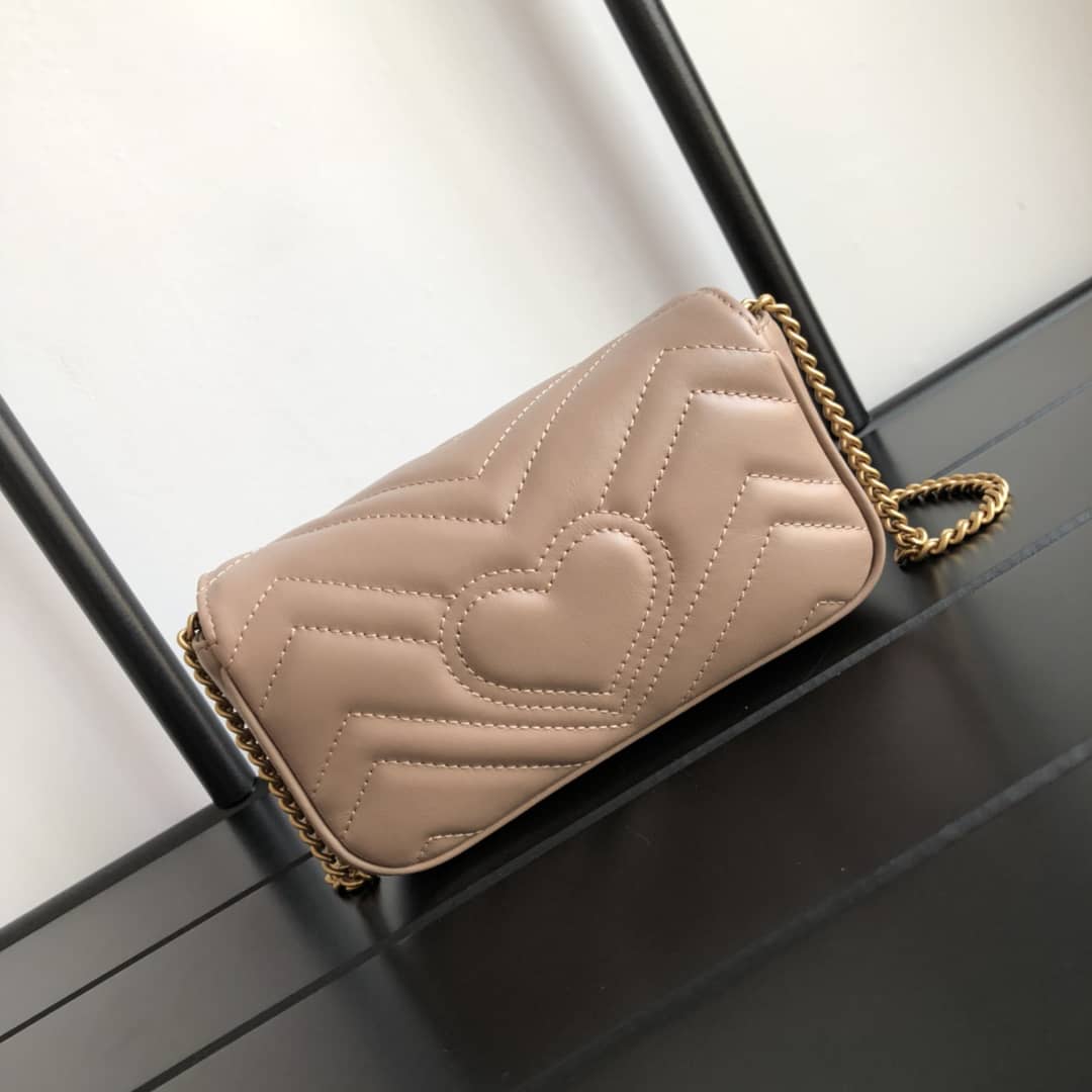 Best Replica Gucci GG Marmont Matelasse Leather Mini Shoulder Bag Replica Apricot 476433 - Colareps