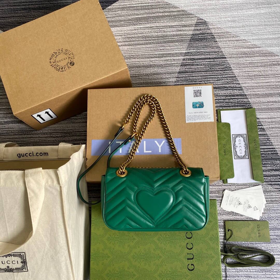 Best Replica Gucci GG Marmont Mini Matelasse Shoulder Bag Replica Green 446744 - Colareps