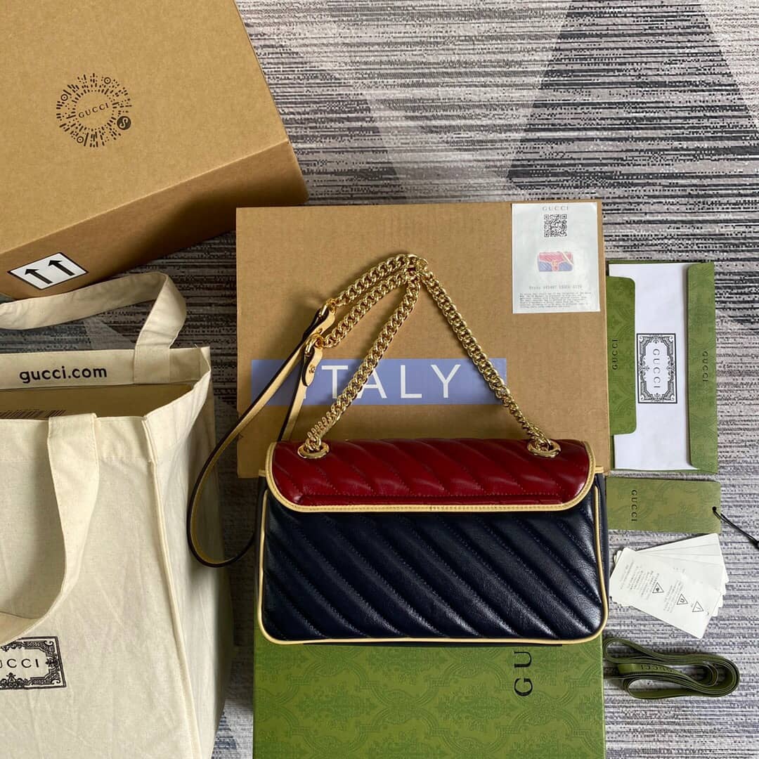 Best Replica Gucci GG Marmont Matelasse Shoulder Bag Replica Red Blue 443497 - Colareps