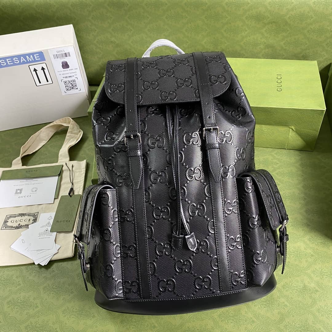 Best Replica Gucci GG Embossed Backpack Replica Black 625770 - Colareps