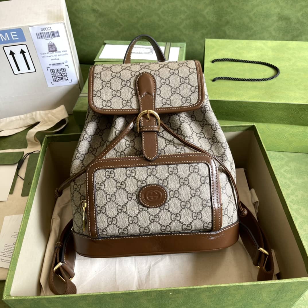 Best Replica Gucci Interlocking GG Supreme Backpack Beige Replica 674147 - Colareps