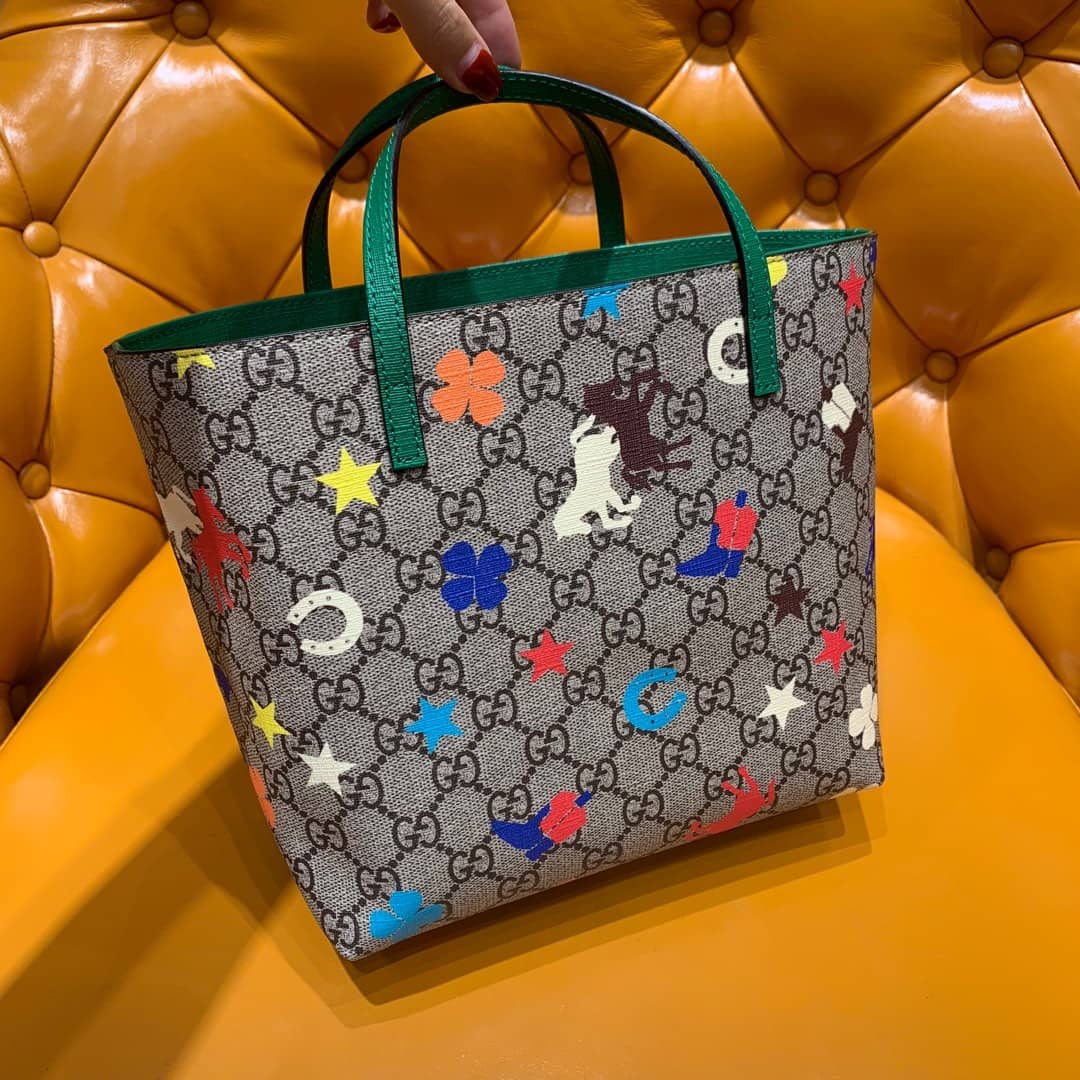 Best Replica Gucci Children GG Supreme Canvas Replica Tote Gray 410812 - Colareps