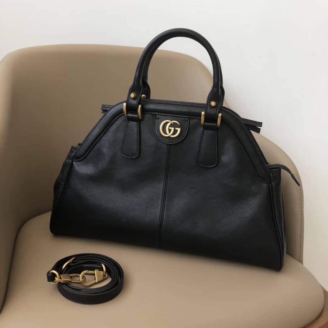 Best Replica Gucci ReBelle Medium Top Handle Bag Replica Black 516459 - Colareps