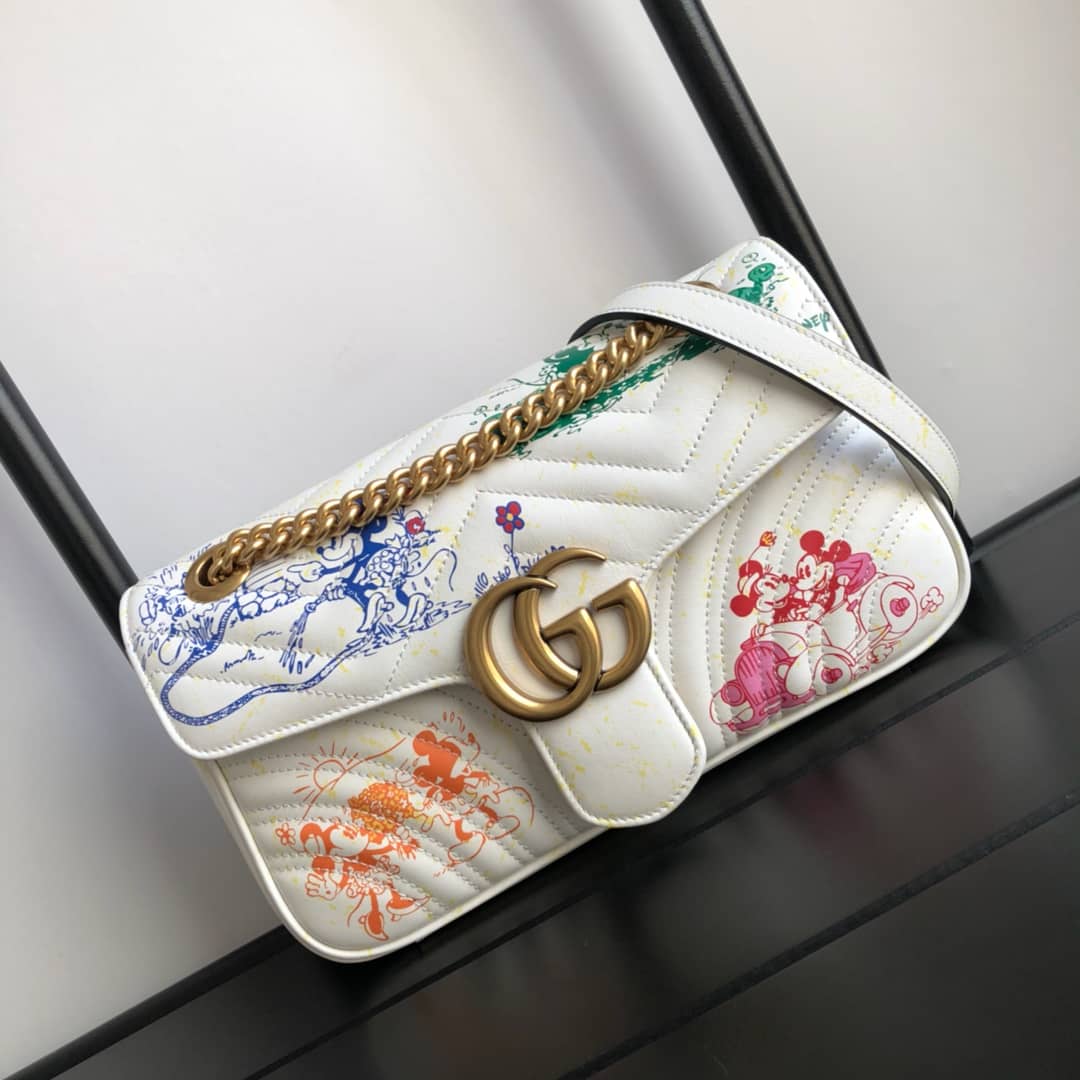 Best Replica Gucci GG Marmont Matelasse Shoulder Bag Replica White 443497 - Colareps