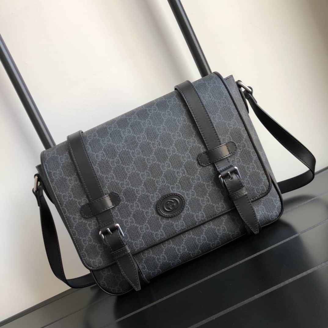 Best Replica Gucci GG Supreme Canvas Messenger Bag Replica Black 658542 - Colareps