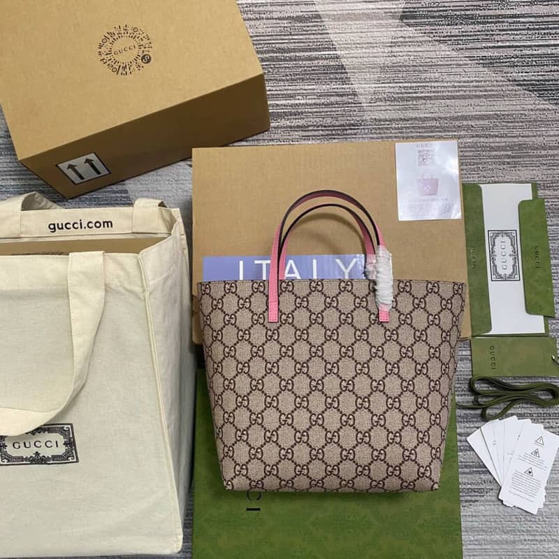 Best Replica Gucci Children GG Supreme Canvas Replica Tote Brown 410812 - Colareps