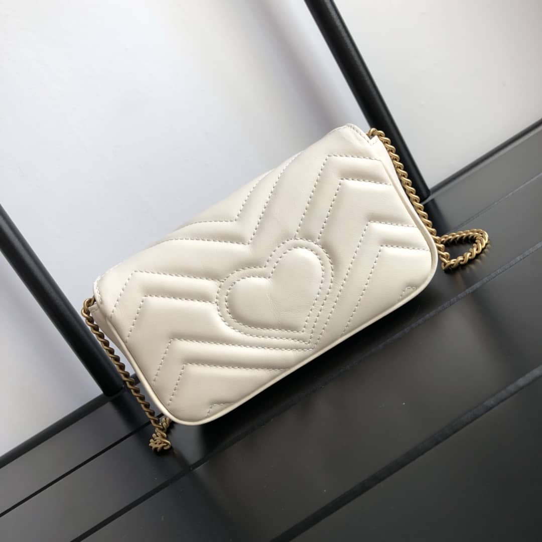 Best Replica Gucci GG Marmont Matelasse Leather Mini Shoulder Bag Replica White 476433 - Colareps