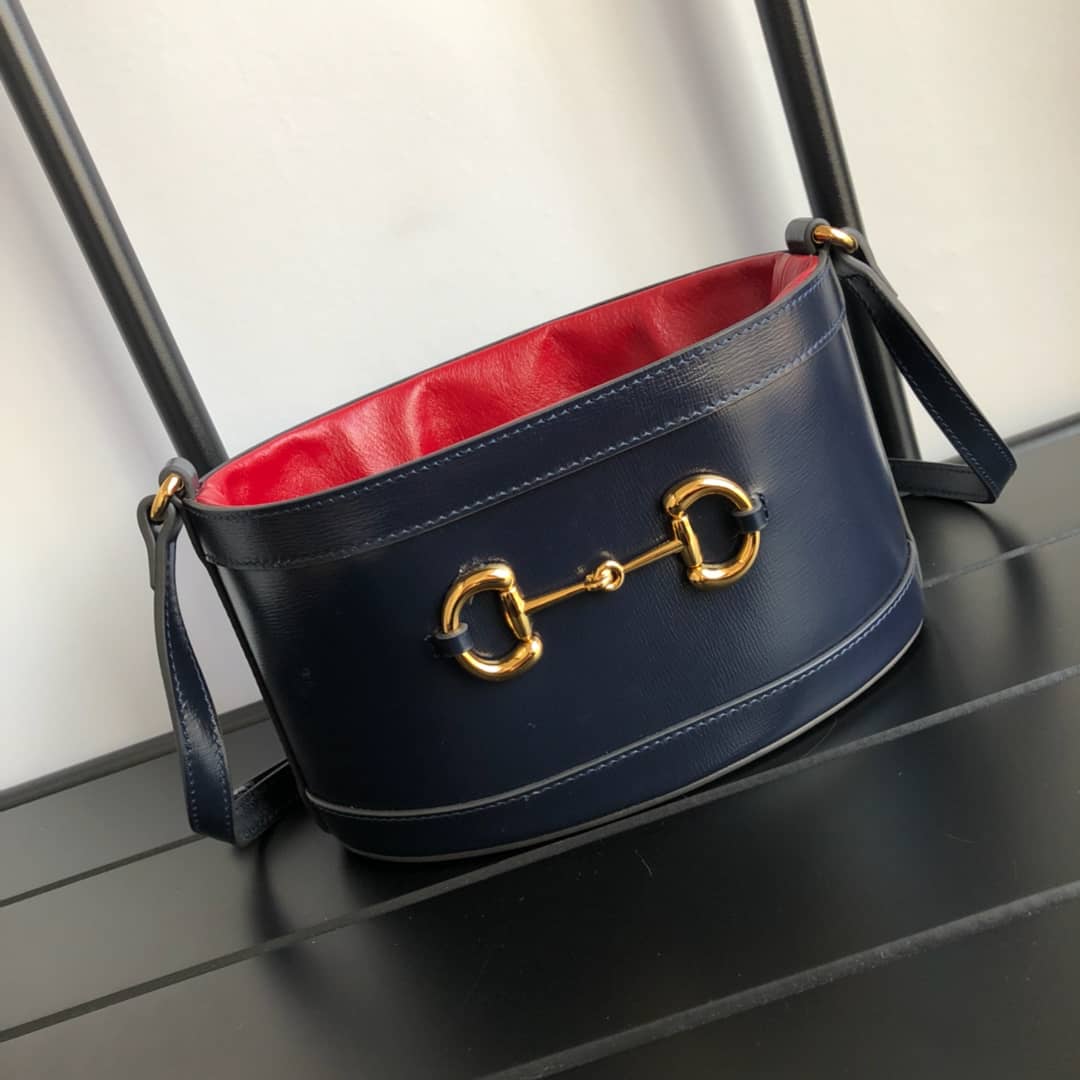 Best Replica Gucci 1955 Horsebit Bucket Bag Replica Red Blue 602118 - Colareps
