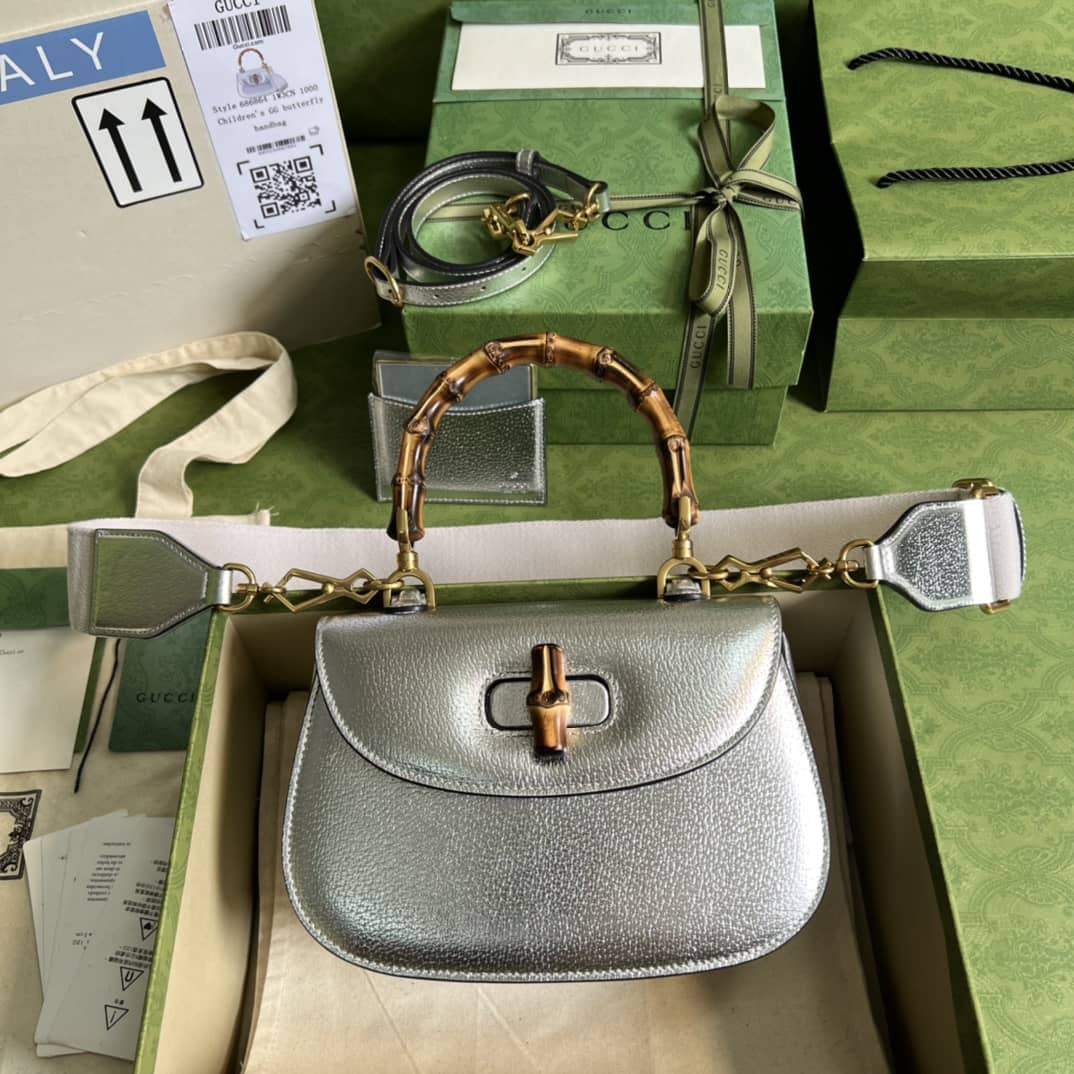 Best Replica Gucci Bamboo 1947 Small Top Handle Bag 675797 Sliver Replica - Colareps